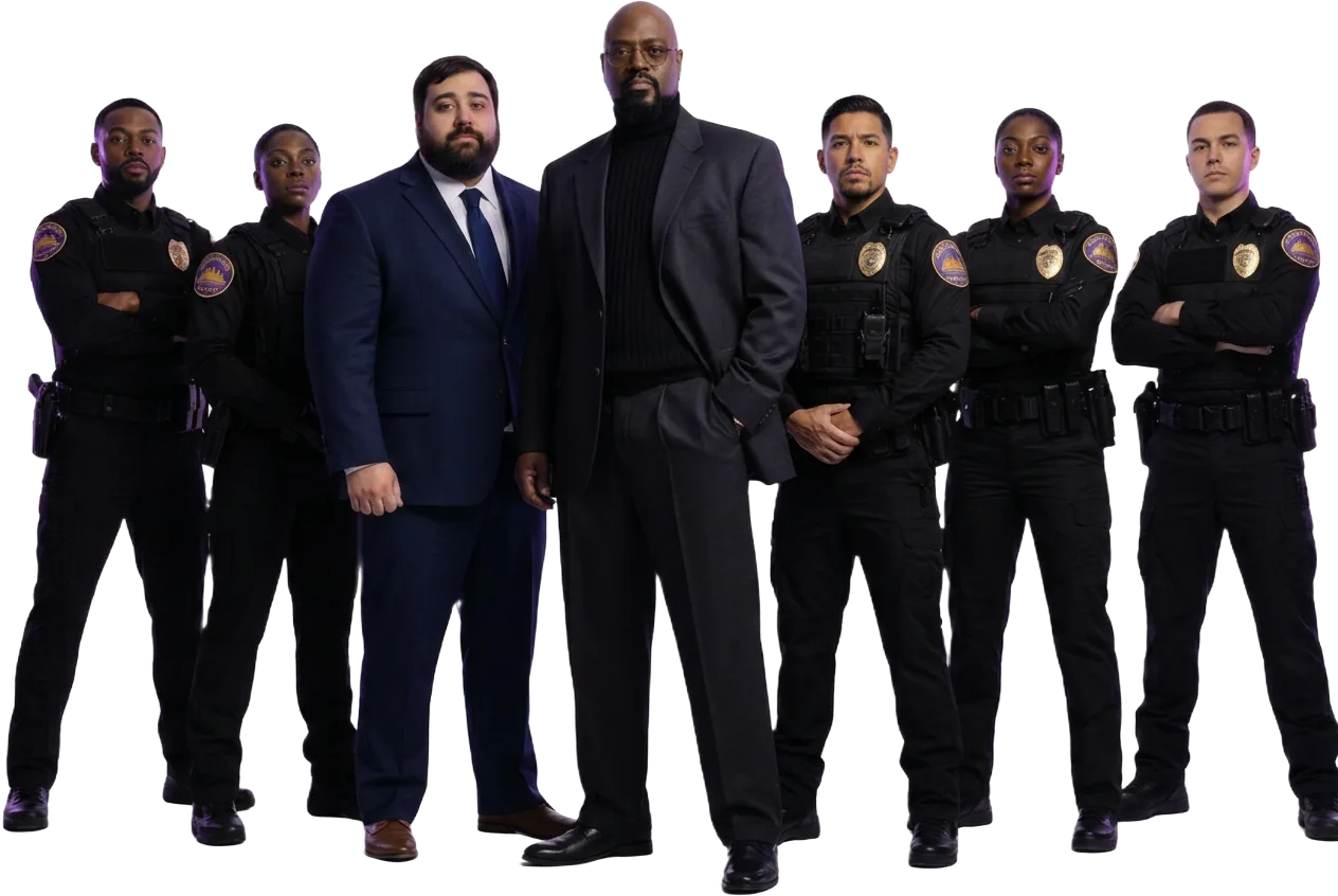 Summit Force Security Group officers in uniform with shoulder patch and security officer badge